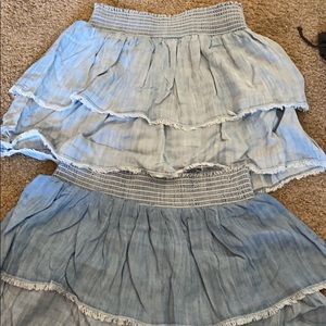 Bella Dahl Smocked & Fringed Tiered Skirt